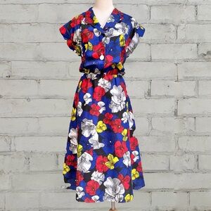 Vintage Floral Midi Dress